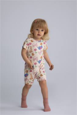 BABY GİRL NEWBORN ANİMAL PATTERNED COTTON JUMPSUİT
