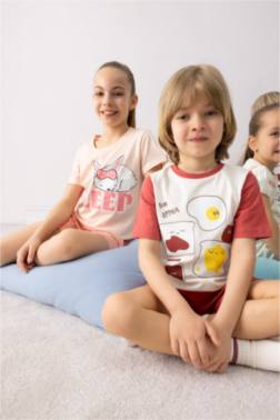 BABY BOY FOOD PRİNTED COTTON 2 PİECE PYJAMAS SET