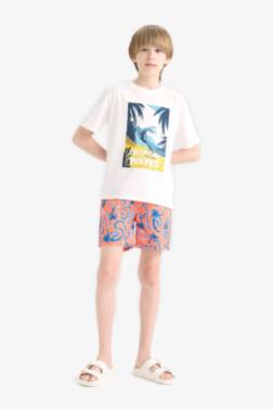 BOY REGULAR FİT FLORAL SWİM SHORTS