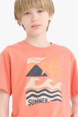 BOY REGULAR FİT CREW NECK PRİNTED SHORT SLEEVE T-SHİRT