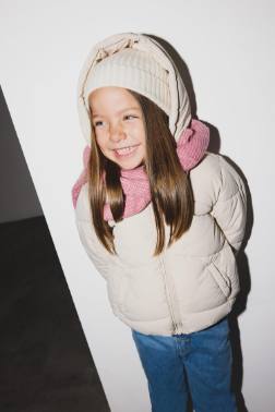 KIZ BEBEK RÜZGAR GEÇİRMEZ SU GEÇİRMEZ KAPÜŞONLU FERMUARLI CEPLİ ŞİŞME MONT