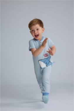 BABY BOY NEWBORN SEA PRİNTED WAFFLE JUMPSUİT