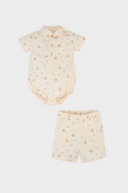BABY BOY PALM PATTERNED LİNEN 2 PİECE SET
