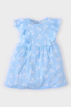 ROBE EN VISCOSE FROISSÉE FLEURIE À MANCHES COURTES POUR BÉBÉ FILLE