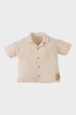 BABY BOY SHİRT COLLAR MUSLİN SHORT SLEEVE SHİRT