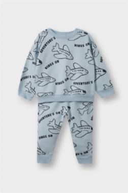 BABY BOY BASİC SWEATSHİRT SWEATPANTS 2 PİECE SET