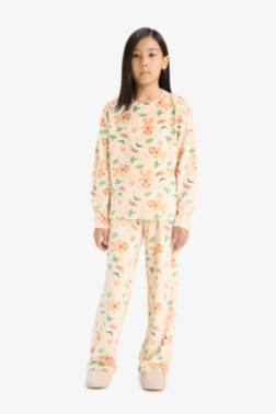 GİRL 2 PİECE REGULAR FİT PRİNTED KNİTTED PYJAMA SET