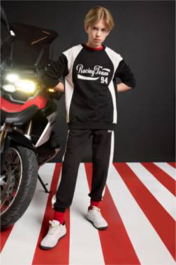 BOY ELASTİC WAİST PRİNTED JOGGER SWEATPANTS