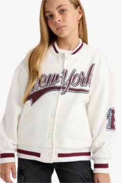 GİRL PRİNTED COLLEGE COLLAR BOMBER JACKET