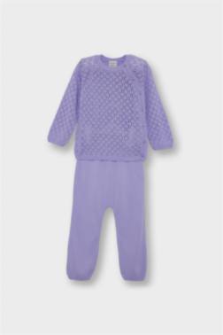 KIZ BEBEK 2'Lİ TAKIM AJURLU TRİKO KAZAK ALT