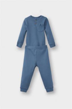 ERKEK BEBEK 2'Lİ TAKIM FİTİLLİ KAŞKORSE UZUN KOLLU TİŞÖRT EŞOFMAN ALTI