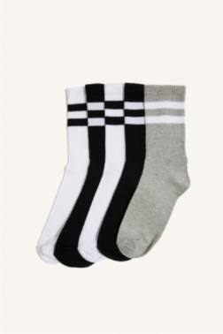 ERKEK RAHAT LASTİKLİ 5'Lİ PAMUKLU UZUN ÇORAP