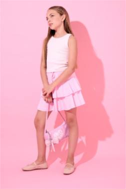 GİRL COTTON REGULAR FİT KNİTTED SKİRT