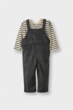 ERKEK BEBEK 2'Lİ TAKIM ÇİZGİLİ UZUN KOLLU TİŞÖRT FİTİLLİ KADİFE SALOPET