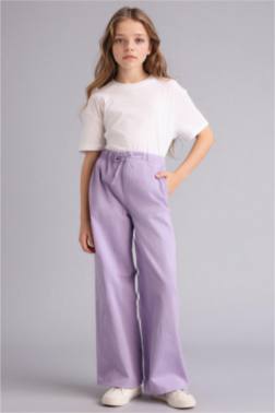 PANTALON EN GABARDİNE À JAMBES LARGES POUR FİLLE