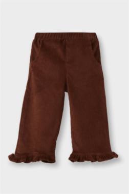 BELİ LASTİKLİ WİDE LEG DÜZ PAÇA KADİFE PANTOLON KIZ BEBEK