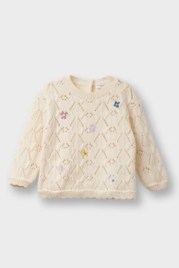 BABY GİRL REGULAR FİT FLOWER CREW NECK PULLOVER