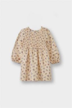 %100 PAMUKLU ÇİÇEKLİ ELBİSE KIZ BEBEK