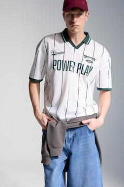 LOOSE FIT BASKILI KISA KOLLU HAKI POLO TIŞÖRT