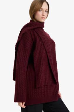 REGULAR FİT ATKI DETAYLI TRİKO KAZAK TUNİK