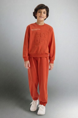 BOY SLOGAN PRINT LONG SLEEVE 2 PIECE SET