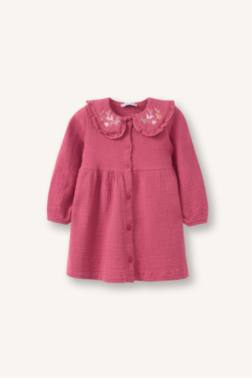BABY GİRL FLORAL LONG SLEEVE MUSLİN DRESS