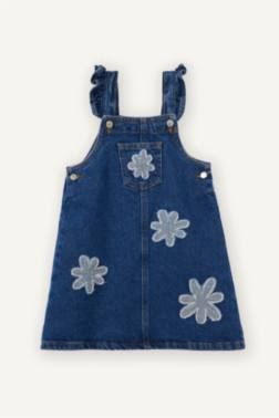 ROBE SALOPETTE EN JEAN BRODÉE POUR BÉBÉ FILLE