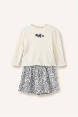 BABY GİRL FLORAL RİBBED CAMİSOLE 2 PİECE SET