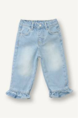 BABY GİRL RUFFLED WİDE LEG COTTON TROUSERS