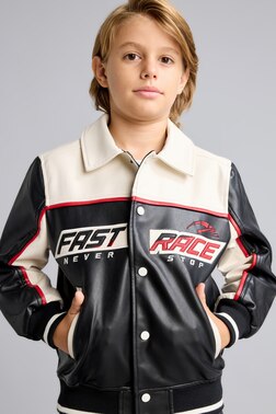 BOY OVERSİZE WİNDPROOF FAUX LEATHER JACKET