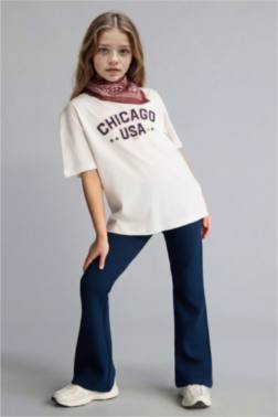 GİRL PRİNTED T-SHİRT A-CUT PANTS 2 PİECE SET