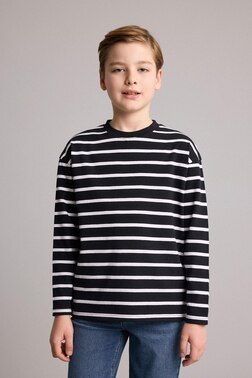 BOY 100% COTTON OVERSİZE FİT CREW NECK LONG SLEEVE T-SHİRT