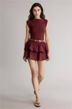 BALLOON FIT KAYIK YAKA MİNİ ELBİSE