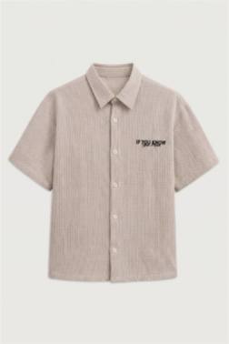 BOXY FİT CRİNKLE SHORT SLEEVE SHİRT