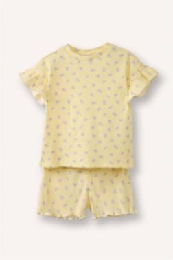 BABY GİRL 2 PİECE REGULAR FİT CREW NECK T-SHİRT AND SHORTS SET