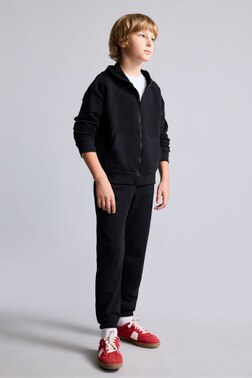 BOY REGULAR FİT BLACK ELASTİC WAİST PANTS