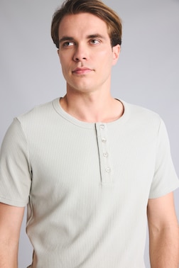 SLIM FIT PAMUKLU FITILLI KISA KOLLU HENLEY YAKA TIŞÖRT