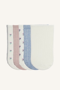 WOMAN FLORAL INVISIBLE 5 PIECE COTTON SNEAKER SOCKS
