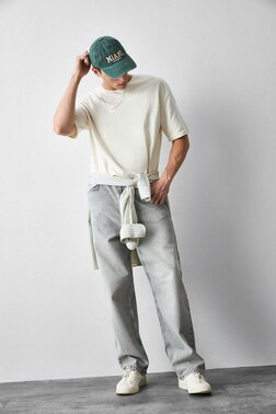 %100 PAMUK BAGGY FIT AÇIK GRI PANTOLON