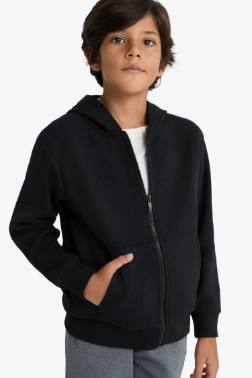 BOY HOODED ZİPPERED SWEATSHİRT