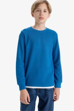 BOY REGULAR FİT CREW NECK WAFFLE LONG SLEEVE T-SHİRT