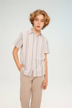 BOY REGULAR FİT POLO NECK TWİLL SHORT SLEEVE SHİRT