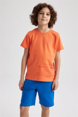 BOY REGULAR FİT CREW NECK PRİNTED SHORT SLEEVE T-SHİRT