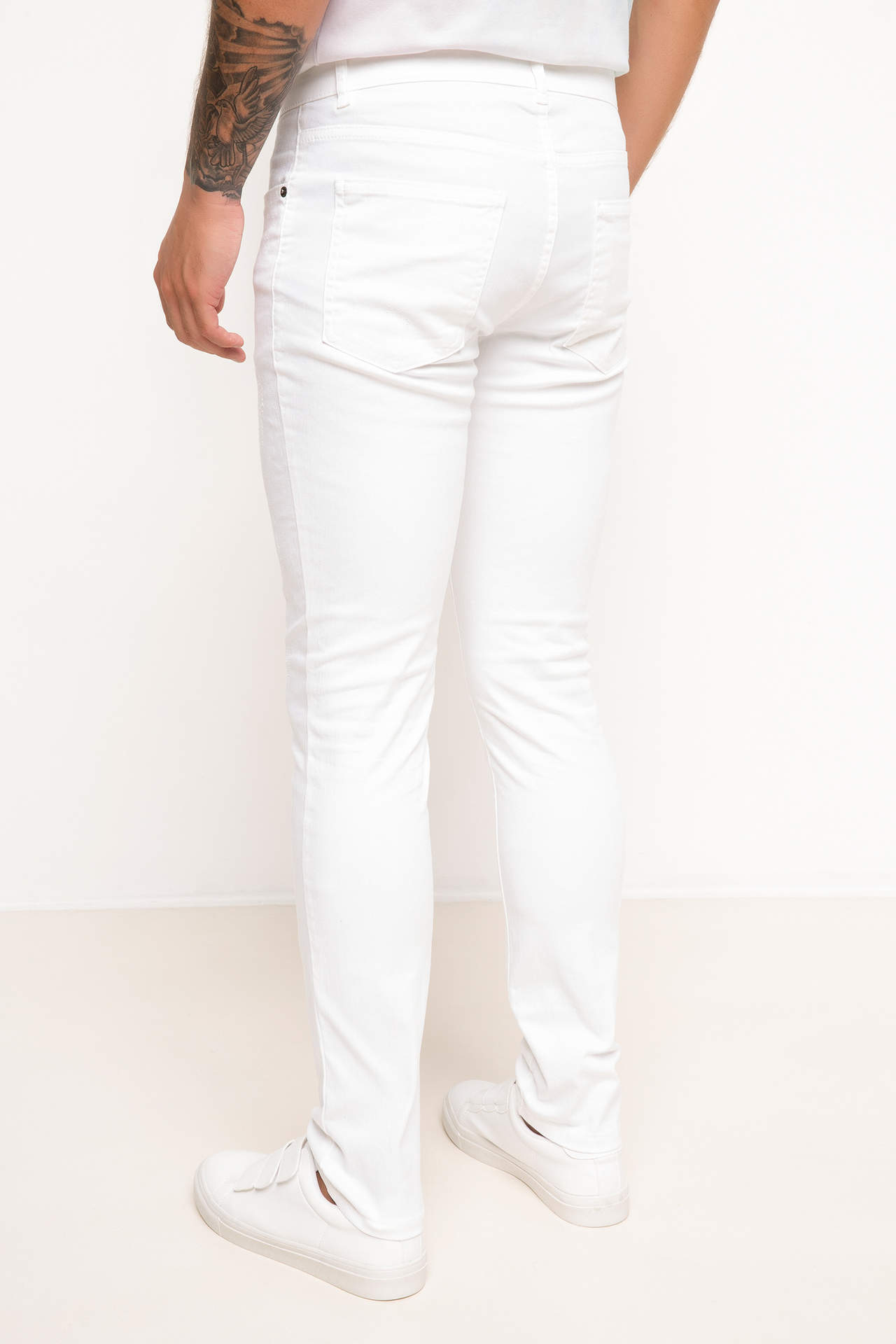DeFacto Fashion Denim Pants For Men's Elastic White Jean Trousers Male Casual Skinny Simple Long Pant Mens Autumn - H9653AZ17HS
