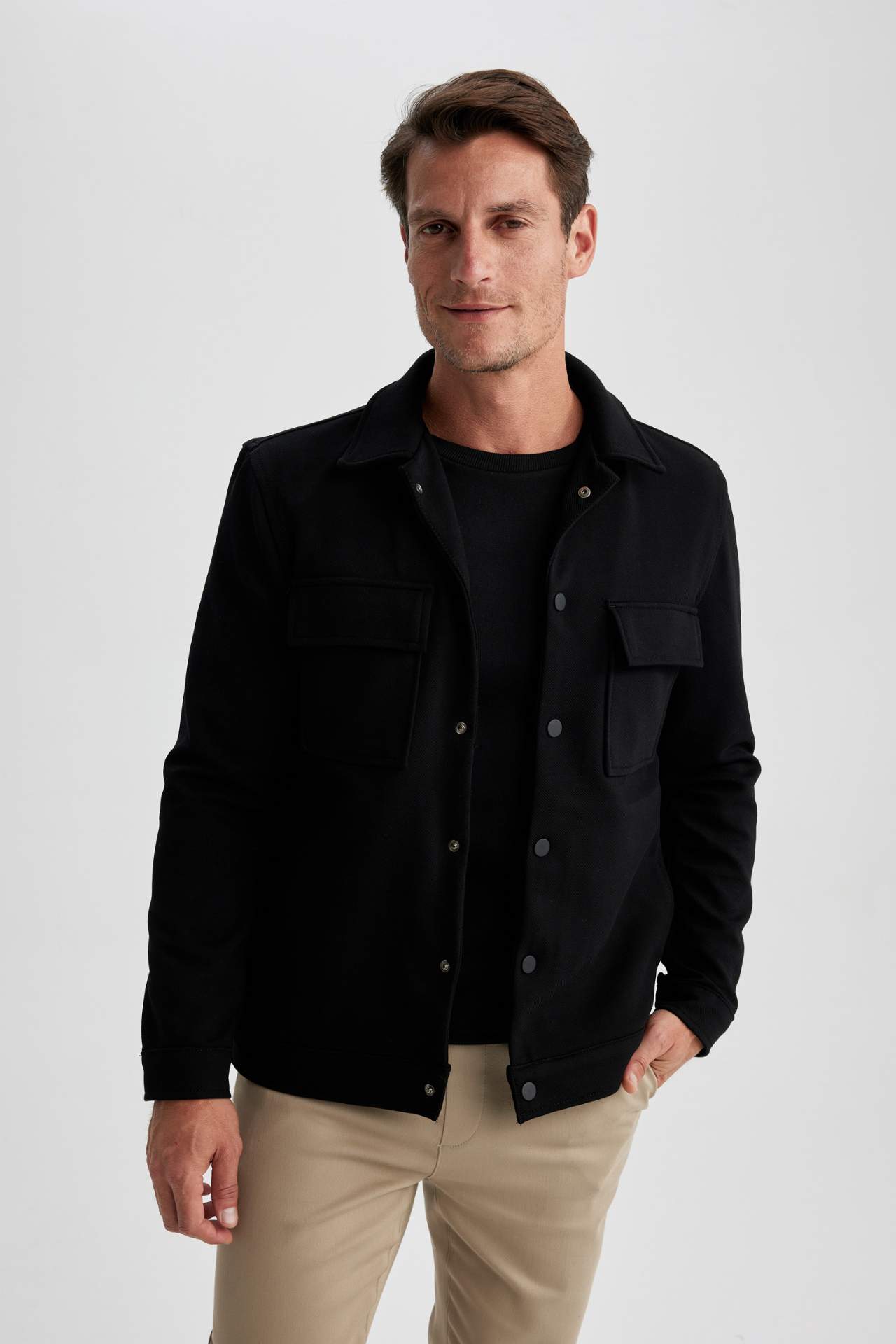 Anthracite MEN Soft Thin Jacket with Pockets 2729932 | DeFacto