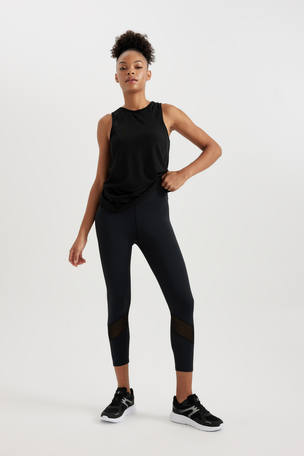 Black WOMAN DeFactoFit Flare Leg Yoga Cotton Trousers 2798633