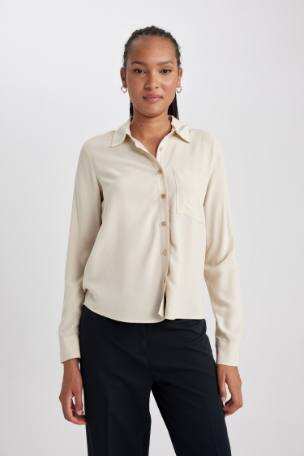 Muslin Shirt with Long Sleeves  Crinkle Cotton Blouse for Women