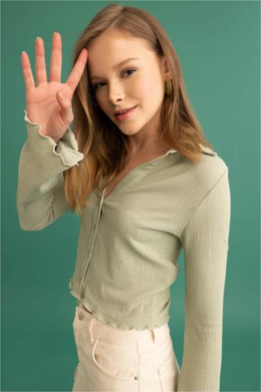 Coool Fitted Shirt Collar Long Sleeve Shirt