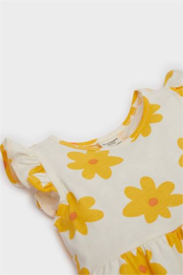 Baby Girl Floral Patterned Short Sleeve Dress