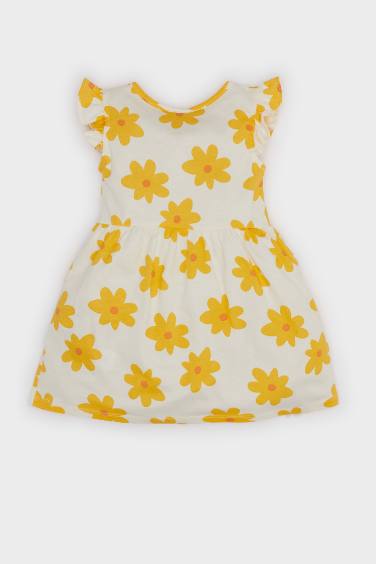 Baby Girl Floral Patterned Short Sleeve Dress